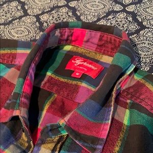 Supreme button down flannel rainbow plaid